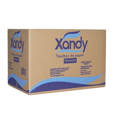 Papel Toalha interfolhado - Xandy/Economy 100% celulose 20x21cm/ 2.000 folhas 